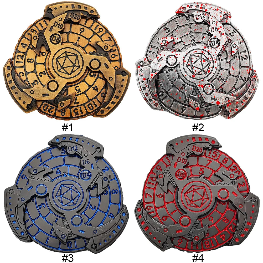 7-in-1 Metal DnD Dice Spinner – Mechanical Roulette Gyro by Shunmaii