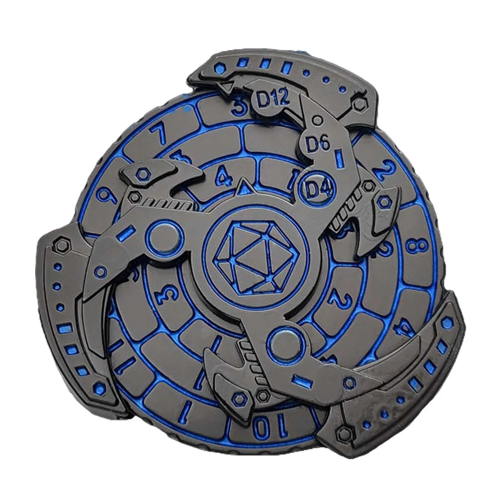 7-in-1 Metal DnD Dice Spinner – Mechanical Roulette Gyro by Shunmaii